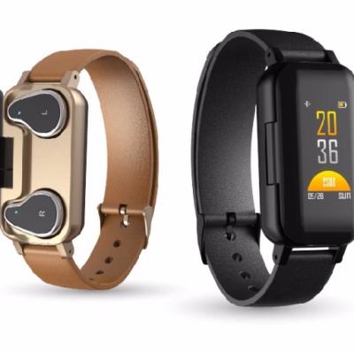 China In-Ear 2 in 1 Smart Binaural Wireless Heart Rate Monitor Smart Wristband Smartwatch T89 TWS Ble Earphone Fitness Bracelet for sale