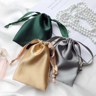 China Wholesale Cheap Price Satin Jewelry Pouch Luxury Hair Shoes Dust Cloth Silk Drawstring Bag With Logo Printed Custom Made for sale