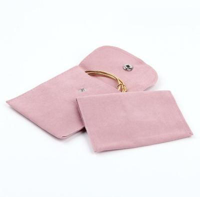 China Custom made luxury durable small envelope flapper pouch microfiber necklace jewelry bag with printed logo for sale