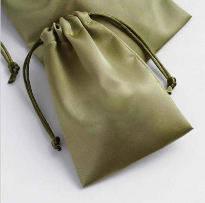 China Wholesale Luxury Green Mini Small Jewelry Bag Satin Pouch With Custom Logo Printed for sale