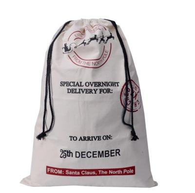 China Durable Canvas Christmas Santa Gift Sack Drawstring Bag for sale