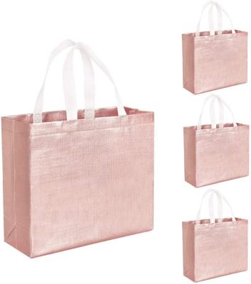 China 2021 Hot Sale Eco-Friendly I'ts Amazon Rose Gold Foil Gift Shopping Bags Reusable Grocery Shiny Nonwoven Promotional Tote Bag for sale