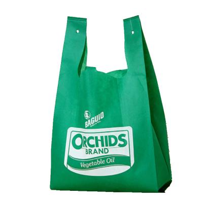 China Azo FREE/Sustainable& Reusable Custom Logo Printed Non Woven U-Cut Bags 16x20 Inches for sale