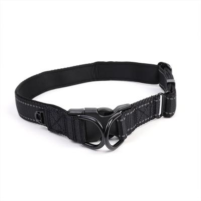 China New Design Manufacturer Walking Dog Soft Nylon Woven Adjustable Reflective Pet Collar Dog Accessories With Buckle for sale