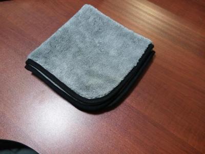 China Gray grey color microfiber microfibre car cleaning detailing towels/cloth with black edge for sale