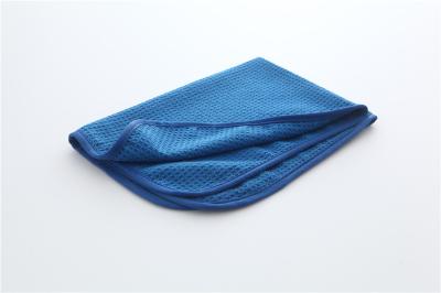 China Dark blue microfiber microfibre waffle weave car cleaning cloth sports towels for sale