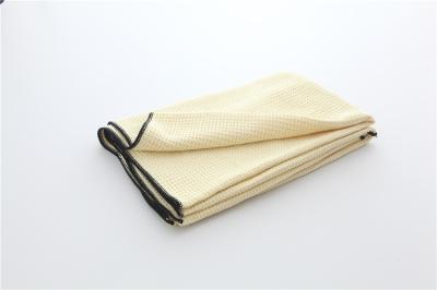 China yellow color microfiber microfibre waffle weave sports towels with pockets for sale