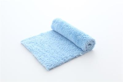 China 20x40cm blue color microfiber microfibre plush coral fleece towel for sale