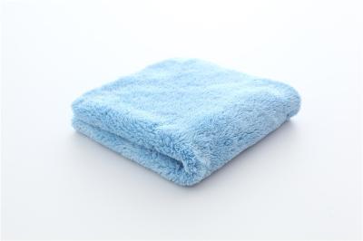 China 40x40cm blue color microfiber microfibre plush coral fleece towel for sale