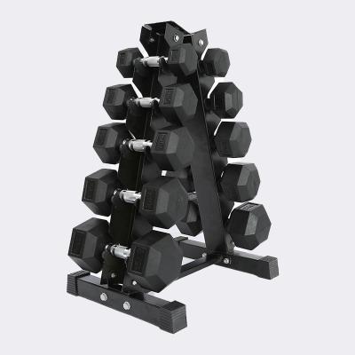 China Weightlifting Rubber Hex Equipment Gym Home Rubber Dumbbell +Steell for sale