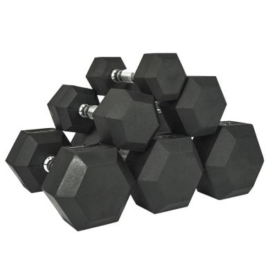 China Rubber+Cast Iron 2021 Hot Selling Hex Dumbbells Rubber Wrapped Dumbbell China Hex Dumbbells Buy Online for sale