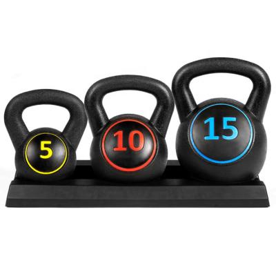 China Wholesale Custom Logo Fitness Exercise Kettlebell Eco-Friendly Set 5 10 15lb Dumbbell Kettle Bell Set For Training for sale