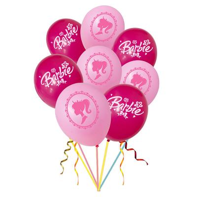 China High Quallity 12 Inch Cartoon Pink Girl Latex Printing Balloon Girls Pink Latex Balloon Birthday For Girls Party Decoration Supplies for sale