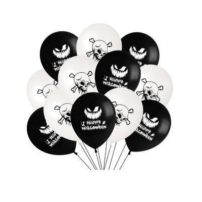 China High Quallity 12inch Black And White Latex Halloween Printed Balloon Happy Halloween Party Decoration Balloon for sale