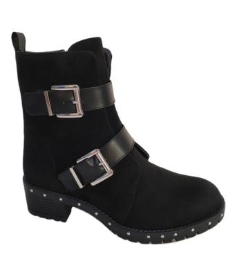 China Other studded ankle outsole and buckle boots women microfiber shoes winter heel girl item style outdoor for sale