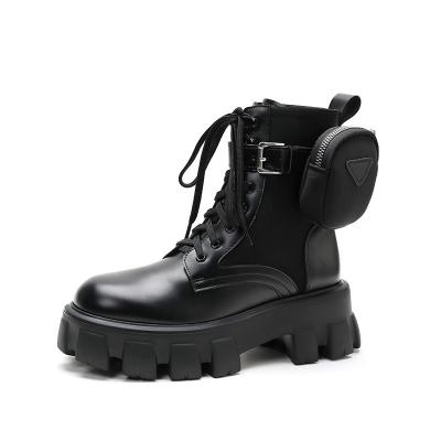 China JUNO Midi Boots New Lightweight Hot Fashion Designer Comfortable Military Shoes For Women Lightweight With Thick Outsoles for sale