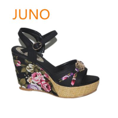 China Different Kinds Of Ankle Strap Cross Lady Wedge Sandal PU for sale