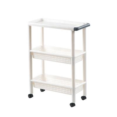 China Sustainable Kitchen Carts Multi-Layers Multi-Functions Home Storage Rack Back-and-forth Slot Shelves Organization with Roll for sale