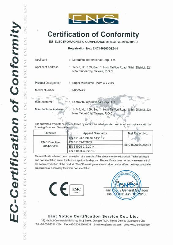 CE - LAMAVITA INTERNATIONAL CORP. LTD.