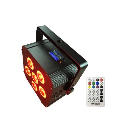 China DJ factory 6x18w RGBWA+UV 6 IN1 IR control led battery power wireless dmx led slim mini par can / wedding decoration led uplights for sale