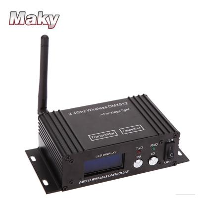 China Wholesale DMX512 1-Stage 2.4ghz Wireless Receiver LED Wireless Transmitter Free Standing 2 Receiver 2 Lighting Controller LCD Display for sale