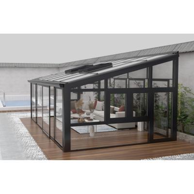 China European Customized European Style Aluminum Curved Glass Sunrooms Sound Savings Energy Heat Insulation Sunrooms for sale