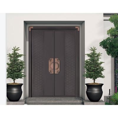 China Waterproof Modern Large Pivot Aluminum Alloy Main Door Carving Design Carved Finished Brass Exterior for sale