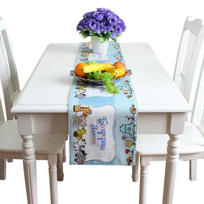 China Durable Modern Minimalist Rural Pastoral Embroidery Cartoon Tassel Table Runner Print Durable Used For Party Hotel Family Christmas for sale