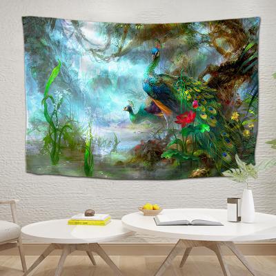 China Psychedelic Art Wall Tapestry Wall Hanging ZY Peacock Tapestries Abstract Colorful Feather Chinese Tapestry Home Decoration for Wall Decoration for sale