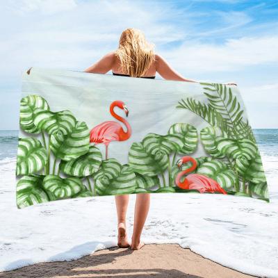 China Custom Clean QUICK DRY Summer Tropical Flamingo Large Digital Design Beach Towel Print Design Dock&Bay Microfiber Beach Towel for sale