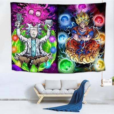 China Bright Anime Jacquard Color Polyester Rick And Morty Tapestry Trippy Tapestry Wall Decor Custom Boho Chakra for sale