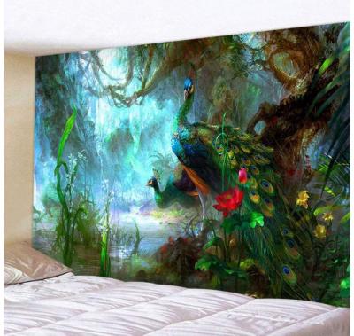 China High quality custom made hippie wall hanging peacock tapestry bravo home decoration for room for sale