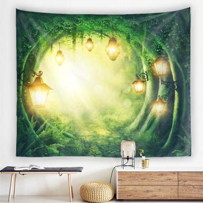 China Wholesale Forest Starry Tapestry Wall Hanging 3d Jacquard Printing Forest Tapestry Room For Dorm Living for sale