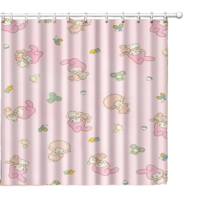 China Sustainable Wholesale Waterproof Polyester Fabric Comes With Printing Washable Bathroom Shower Curtain Sliding Shower Curtain for sale