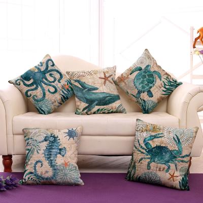 China Viable Blue Ocean Animal Decorative Custom Design Sea Fish Animal Hentai Square Canvas Pillow Case Cushions Covers for sale