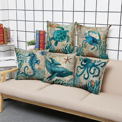 China Amazon Square Ocean Pillow Case 45*45CM Customized Viable Hot Selling Animal Canvas High Quality Cushions Cover for sale