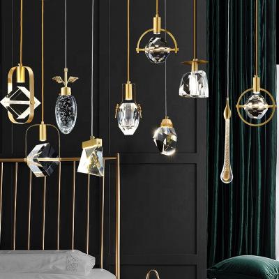 China 3w 5w crystal glass luxury nordic copper ceiling pendant light for bedroom for sale