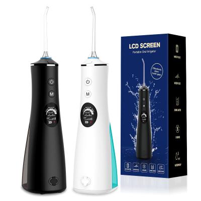 China Outdoor 5 Modes LCD Display Water Flosser Wireless USB Rechargeable Teeth Pick Remover for Braces and Teeth Whitening for sale