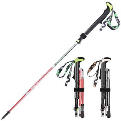 China EVA+ Cork Outdoor Weightlight Climbing Sticks Hunting 4 Section Aluminum Climbing Sticks Hunting Walking Stick Alpenstock for sale