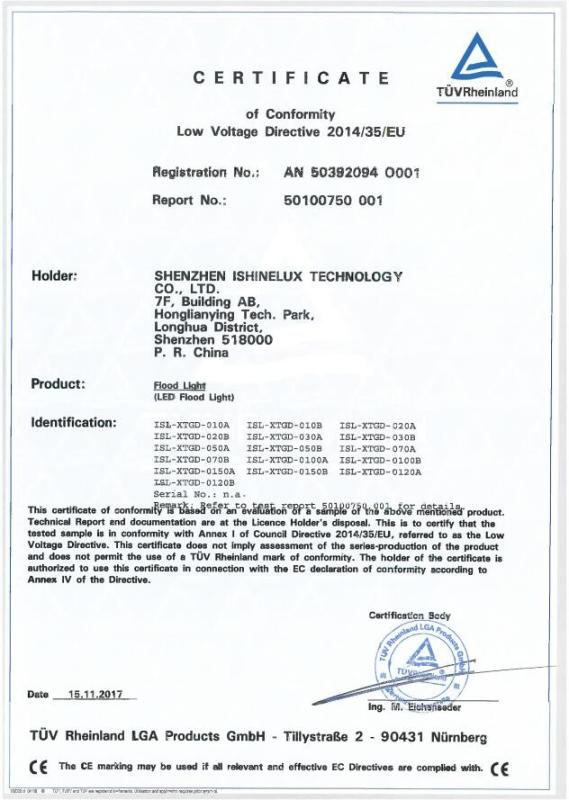 LVD Certification - Shenzhen Ishinelux Technology Co., Ltd.