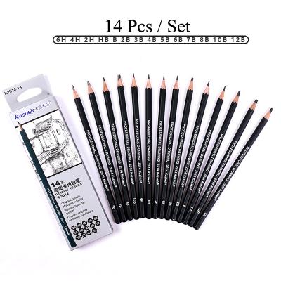 China Office & Professional Kasimir 14pcs/set 12B 10B 8B 7B 6B 5B 4B 3B 2B B HB HB 2H 4H 6H School Pencil Graphite Sketching Charcoal Pencils Set For Drawing for sale