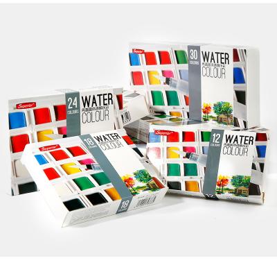 China Soild 12 Solid Portable Artist Watercolor Paints Box Water Color Paint Set Kits 18 24 30 36 40 48 Colors for sale