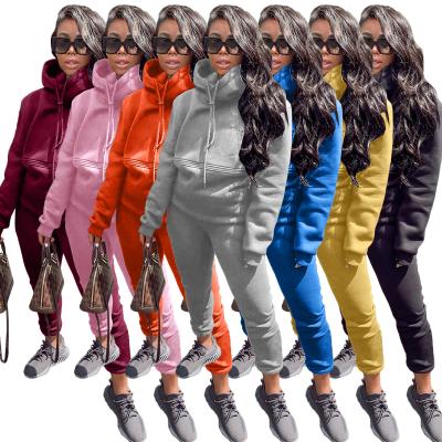 China Plus Size 2021 Hot Sale Women's 2 Piece 2 Piece Hoodie Set Winter Warm Women's Cloth Set Women's Hoodie Set for sale