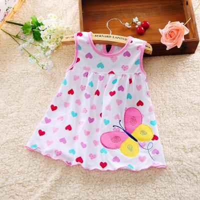 China 100% Flower Print Dress Summer 0-1year Cotton Washable Baby Dress Sleeveless /girl Clothes Toddler Baby Dress for sale