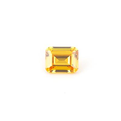 China Factory Price CZ Chamfer Rectangular Flat Zircon Stones Lemon Color Set Or Loose Zirconia Fire Price for sale