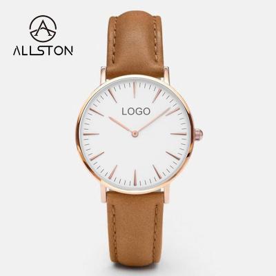 China Non-Specific Private Label Water Resistant Custom Watch Men Own Logo Women Leather Watches Reloj Stainless Steel Back Japan Movt for sale