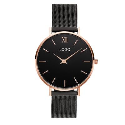 China OEM Minimalist Custom Logo Waterproof Custom Logo Wrist Watch Non-Specific Stainless Steel Case Band Quartz Luxury Men Watch for sale