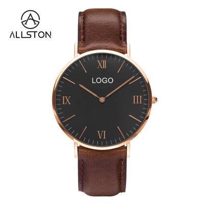 China Non-specific add your own Customized Logo Build Custom Engraved Wrist Japanese Quartz Genuine Leather Watch for sale