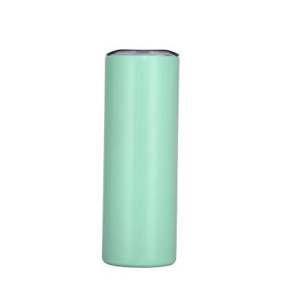 China Double Wall Stainless Steel Stocked Vacuum Insulated Directly Sublimation Glow Slim Lean White Tall Vacuum Tumbler for sale