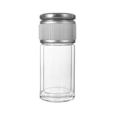 China Mini Portable Stored Cup Water Cup Double Insulated Water Tea Separation Transparent Glass Cup Desktop for sale